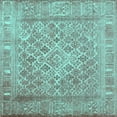 thumbnail image 1 of Ahgly Company Machine Washable Indoor Square Persian Turquoise Blue Bohemian Area Rugs, 4' Square, 1 of 4