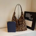 thumbnail image 2 of Chic Hobo Bag Women Feathing Leopard Shoulder Fluffy Commuting, 2 of 9