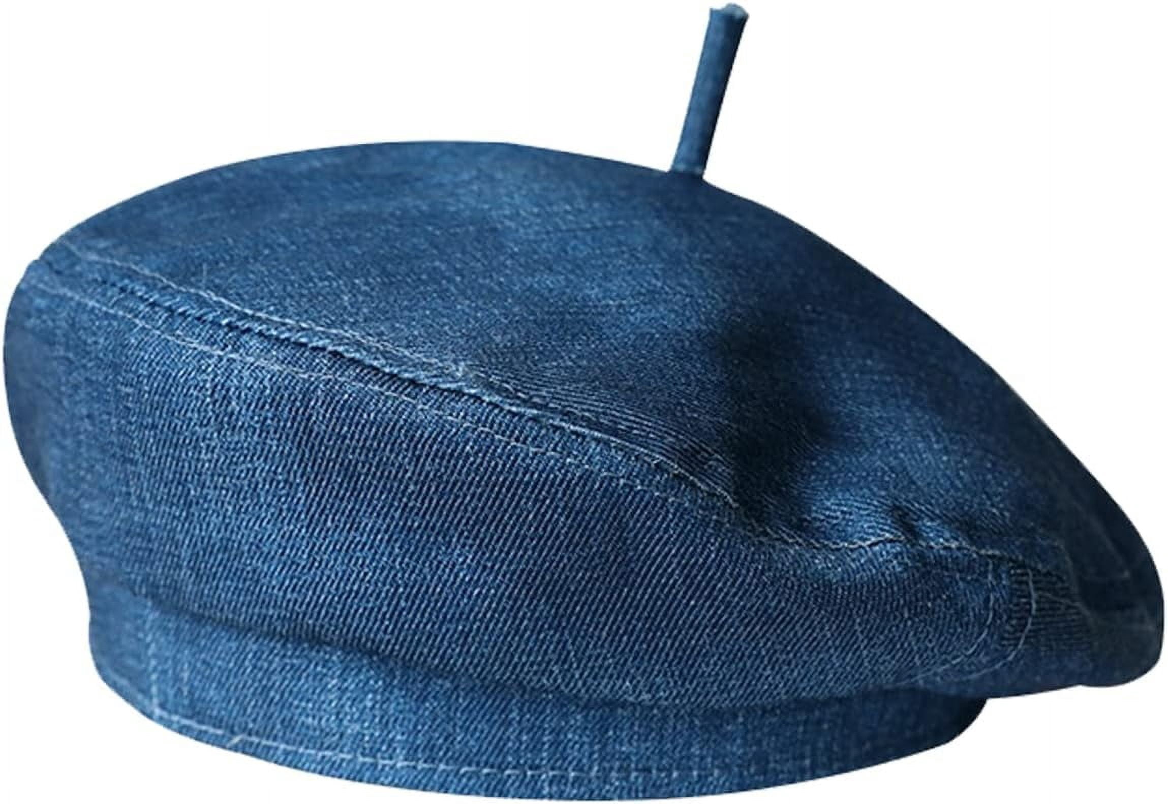8178 Denim Beret Hat For Women Flower French Artist Painter Beret Casual Sun Camellia Denim Beret | Floral Painter Style - sunfere main image 2