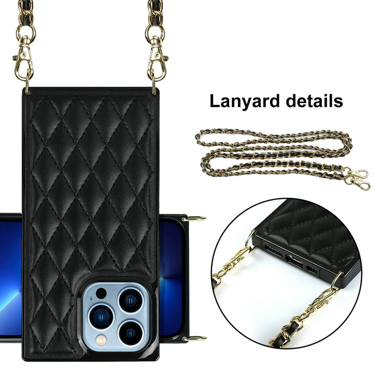 for iPhone 14 Pro Wallet Case, Elegant Crossbody Chain Strap Case Premium  PU Leather Purse for Women Protective for Apple iPhone 14 Pro (2022), 6.1