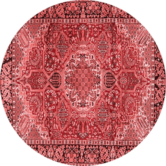 Ahgly Company Indoor Round Medallion Red Traditional Area Rugs, 5' Round