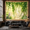 thumbnail image 6 of Ivy and Garden Flowers Around a Weathered Stone Wall, Serene Illustration for Flower Lovers, Garden Art, Housewarming Gift, Tapestry Wall Hanging for Living Room and Bedroom, 6 of 7