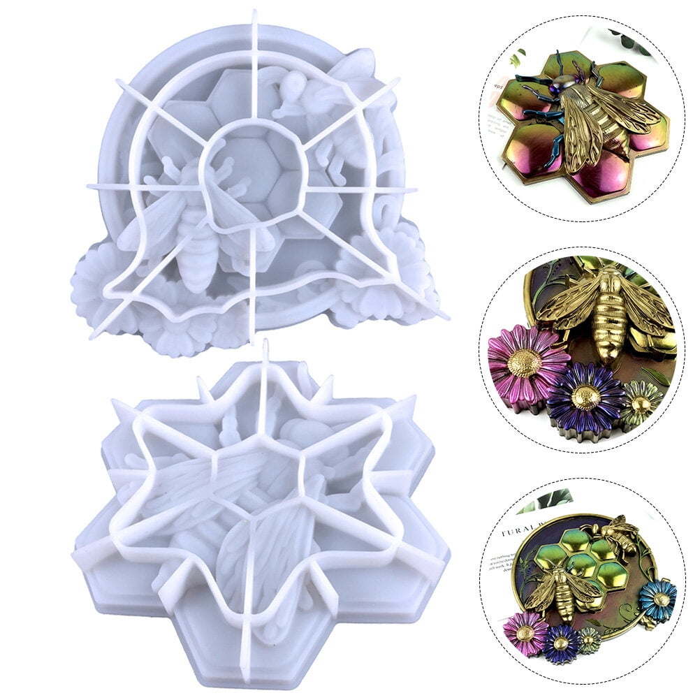 2pcs 3D Bee Shaped Mold DIY Home Wall Ornament Mold Silicone Bee Crafts Molds