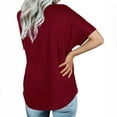 thumbnail image 6 of Annhoo Short Sleeve Shirts for Women Casual Loose V Neck Dressy Tops Basic Solid Color Vacation Blouses Tees, 6 of 9