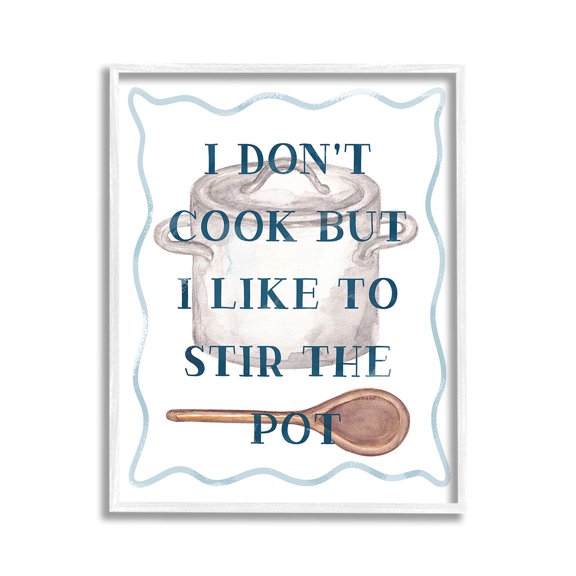 Stupell Industries Funny Stir The Pot Food & Beverage Painting White Framed Art Print Wall Art, 11 x 14