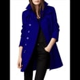 thumbnail image 2 of Abrigo Cruzado de Invierno para Mujer, Elegante Abrigo Tipo Gabardina de Mezcla de Larga con Cuello de Solapa y Botones Azul S, 2 of 6