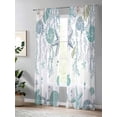 thumbnail image 4 of Teal Coastal Sheer Curtains 2 Panels Set, Starfish Coral Shell Window Sheer Curtains for Living Room/Bedroom, Summer Ocean Beach Light Filtering Rod Pocket Voile Drapes, 52" W x 108" L, 4 of 7