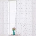 thumbnail image 3 of Sheer Window Curtains for Kids Nursery Room, Jacquard Voile Curtains with Pom Design, Faux Linen Textured Solid Grommet Sheer Curtains, 52 x 84 inch,Turquoise,2 Panels, 3 of 7