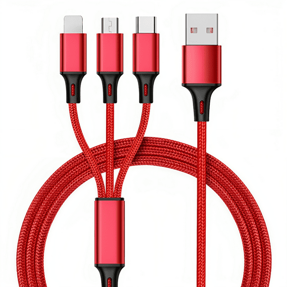 3 in 1 Multifunctional Data Cables in Red Color, High Quality Adapter Cable