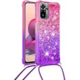 thumbnail image 2 of Xiaomi Redmi Note 10 4G (Not 5G) Cute Case with Strap Crossbody Gradient Quicksand Bling Sparkle Flowing Liquid Floating with Neck Cord Lanyard Strap Case for Redmi Note 10S LSGS Pink Mauve, 2 of 7