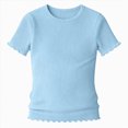 thumbnail image 4 of KPOPLK Summer Girls Short Sleeve T-Shirts Solid Oversize Top Shirt for Tween Girl Trendy Clothes Size 9-10 Years,Sky Blue, 4 of 6
