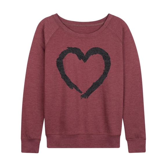 Instant Message - Paintbrush Stroke Heart Sparkle - Women's French Terry Long Sleeve Pullover