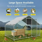 Large Metal Chicken Coops, Outdoor Duck Walk-in Run Poultry Cage, Hen House Yard Habitat Cage with Waterproof Cover Spire Shaped Coop, 9.8' L x 6.6' W x 6.6' H