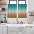 thumbnail image 2 of Teal Brown Ombre Kitchen Curtains Short 45 Inch Length, Turquoise Gradient Modern Abstract Art Grommet Top Bedroom Living Room Curtains, Light Filtering Cafe Curtain Drapes 2 Panels Set 84''x45'', 2 of 9