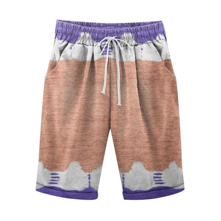 

Cathalem Paper Bag Shorts Women Women Color Matching Print Summer High Waisted Plus Size Shorts Lacing Women s Shorts Pajama Set Shorts Purple XX-Large