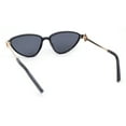 thumbnail image 4 of Womens Arrow Triangle Jewel Hinge Thin Plastic Cat Eye Designer Sunglasses Black Gold - Black, 4 of 4