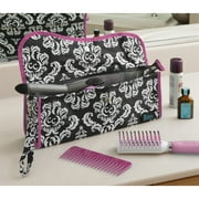 Curling Iron Insulated Hot-to-Cool Pouch - Damask with Pink