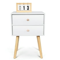 Vesteel 2 Drawer Nightstand, Modern End Table with 2 Drawers, White Bedside Furniture Dresser for Bedroom, Living Room