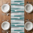 thumbnail image 4 of Table Runner 108 Inches Long for Kitchen Dining, Blue Gray Stripes Dresser Scarf Farmhouse, Dining Table Decorations for Wedding/Parties, Watercolor Modern Abstract Minimalist 13 x 108 In, 4 of 8