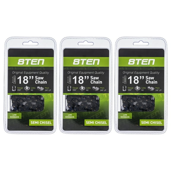 8TEN Chainsaw Chain 18 inch 3/8 Pitch for Poulan Jonsered Husqvarna 3 Pack 810-CCC2228H