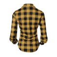 thumbnail image 6 of Ghalytn Women Buffalo Plaid Button Down Shirt Lapel Collar Roll Up Long Sleeve Curved Hem Casual Blouse, 6 of 9