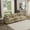 Tan, variant on Mid-Century Modern Sofa 3-Seater Sectional Sofa with 2 Arm Pillows and 3 Throw Pillows, Corduroy Fabric (Tan)