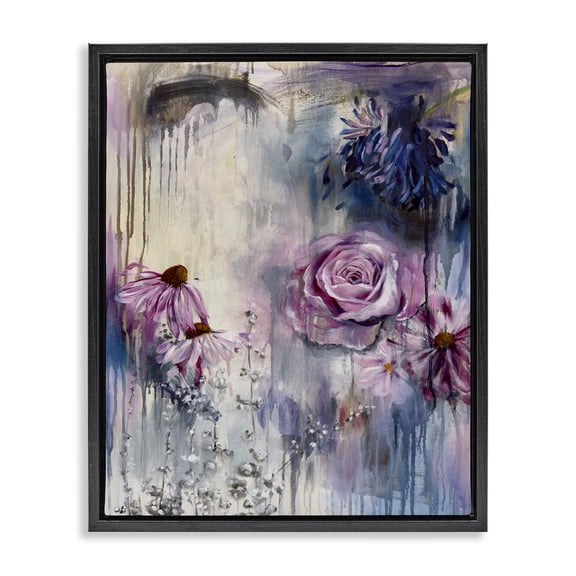 Stupell Industries Lavender Light Blossoms Abstract Painting Black Floater Framed Canvas Art Print Wall Art, 17 x 21