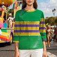 thumbnail image 6 of Gamivast Womens Mardi Gras Sweatshirts 3/4 Sleeve Striped Cute Pullover Loose Fitted Crewneck Tunic Dressy Tops Casual Carnival Party Outfits, 6 of 6
