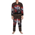 thumbnail image 3 of Gukieu red tractor Print Men's Long-sleeved Pajamas Set, Elastic Waist Pajamas Button-down Pajamas Two-piece Set, Suitable for Adult Male Home Wear-Large, 3 of 7