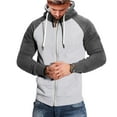 thumbnail image 2 of Curuila Mens Hoodies Color Block Long Sleeve Zipper Pullover With Pocket Fashion Loose Warm Autumn Winter Sweatshirt Gray Size Xl, 2 of 7