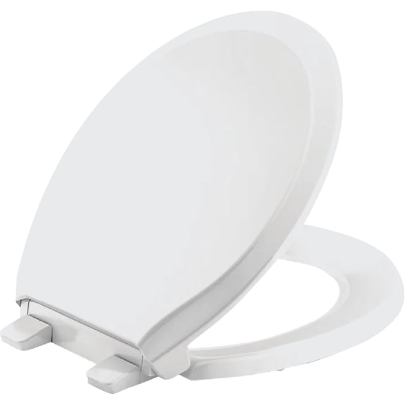 Kohler Rutledge Round Toilet Seat ReadyLatch Quiet Close - Grip-Tight Bumpers - White — Standard Mounting Hardware, Drop-In Replacement