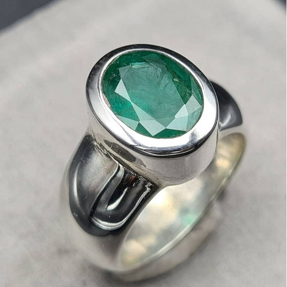 Real emerald stone rings Dark green mens emerald ring Solitaire Mens Emerald stone band Real emerald Afghanistan emerald ring Mens emeralds