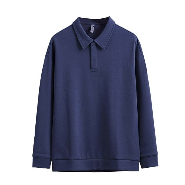 FAIWAD Mens Long Sleeve Shirts Casual Button Up Lapel Pullover Fall Winter Golf Work Shirts
