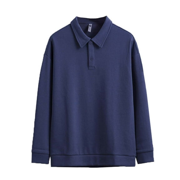 Gamivast Sweatshirts for Men Loose Fitted Long Sleeve Lapel Collar Casual Pullover Trendy Button Drop Shoulder Athletic Shirts Work Wear