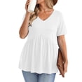 thumbnail image 6 of OGLCCG Plus Size Tops for Women Casual Oversized Tshirts for Women Loose Fit V Neck Babydoll Top Summer Basic Tees L-5XL, 6 of 6