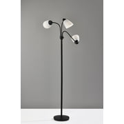 Mainstays Classic 68 Black Finish 3 Head Adjustable Floor Lamp with White Plastic Shades, Young Adult, Adult use.