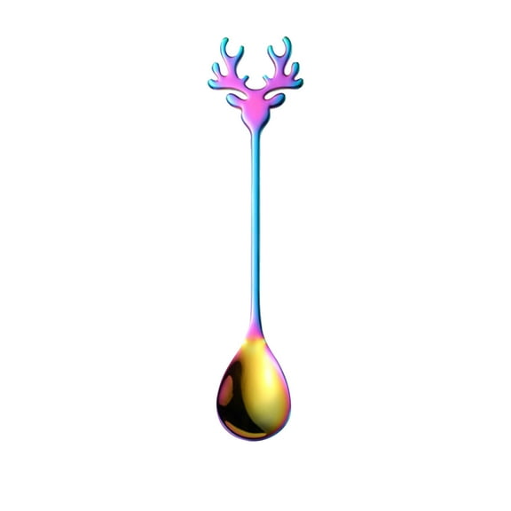 Colorful Iridescent Reindeer Spoon With 304 Stainless Steel For Kitchen And Gift Giving