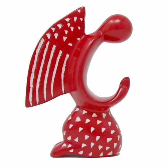 Praying Angel Soapstone Sculpture Red Finish