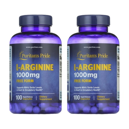 (2 pack) Puritan's Pride L-Arginine 1000 mg Capsules, 100 Ct