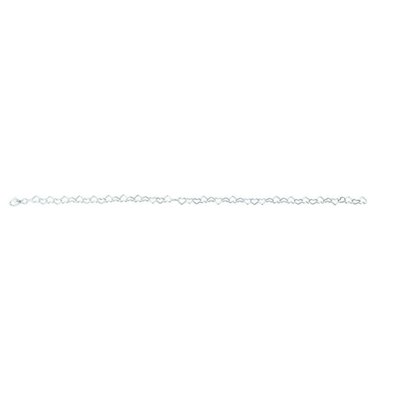 Sterling Silver Open Heart Link Anklet Bracelet 10" 11"
