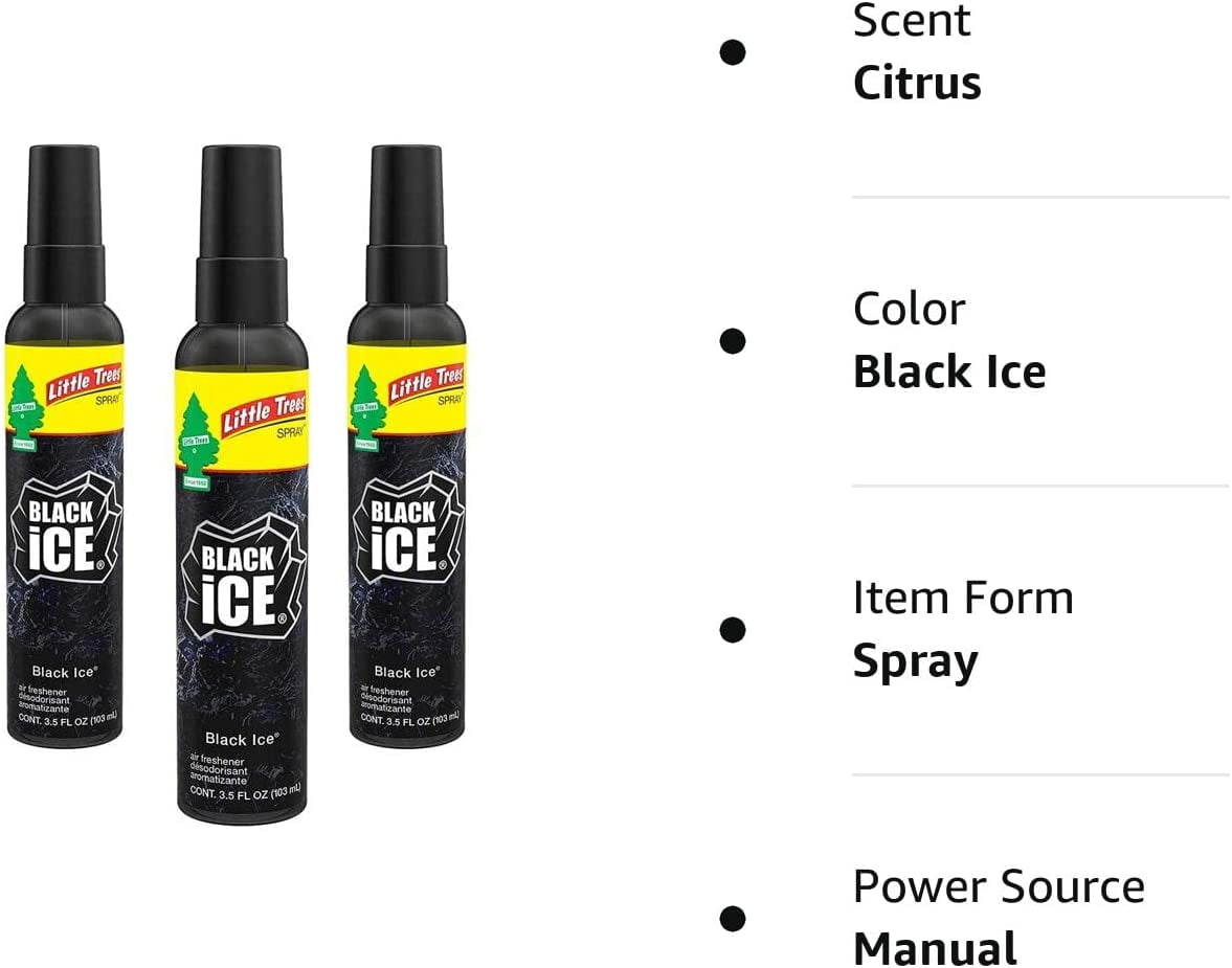 Little Trees Spray Car Air Freshener 4-Pack (Black Ice)