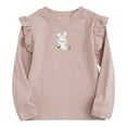 thumbnail image 2 of WRKEKC Girls Long Sleeve Shirts, Girls' Long Sleeve Tees, Toddler Little Girls' 1-10 Years Cute Bunny Print Trendy Ruffle Long Sleeve Round Neck Tops, 2 of 4