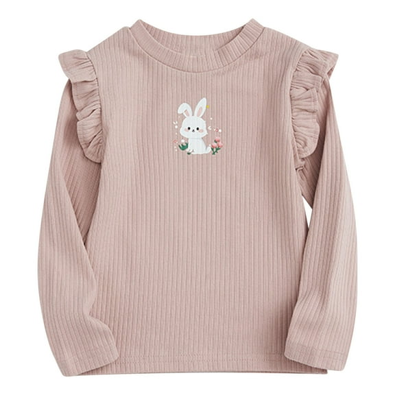 Fesfesfes Cute Clothes for Girls 1-10 Solid Color Comfortable Undershirts Long Sleeve Round Neck Tops Fall and Winter Printed Tops for Kids