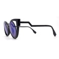 thumbnail image 3 of Super Cool Double Rim Art Deco Cat Eye Bolt Arm Sunglasses Black - Blue Mirror, 3 of 4