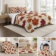 thumbnail image 6 of Quilts Twin XL Size Bedding Set, Maple Leaves Lightweight Quilted Comforter, Botanical Falling Leaves Rustic Harvest Soft Reversible Bedspread Coverlet with Pillow Covers for All Season, 68" x 98", 6 of 9