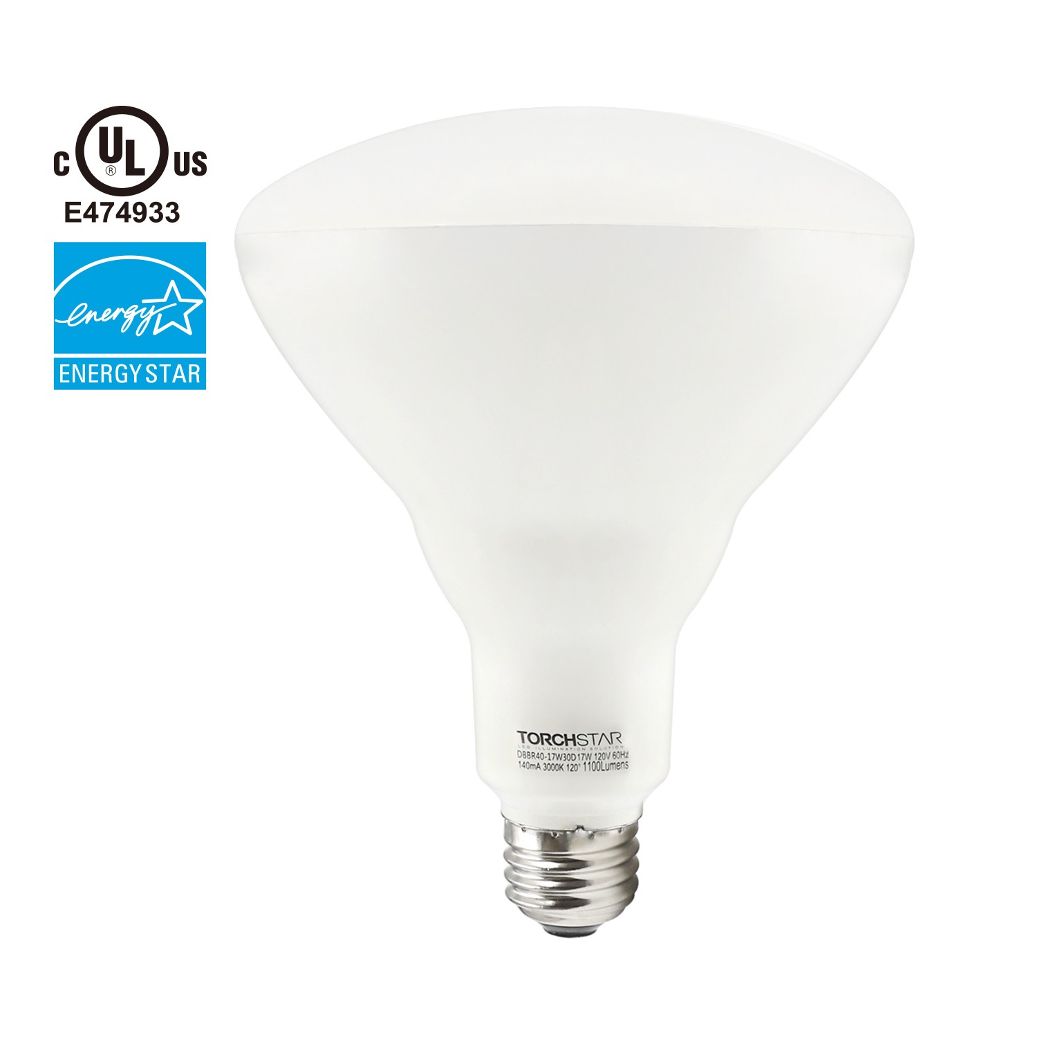 17W (85W Equiv.) Dimmable BR40 LED Bulb, Flood Light Bulb, 1100lm, 3000K Warm White, E26/E27 Base