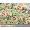 thumbnail image 3 of Soimoi Yellow Poly Georgette Fabric Cat,Insect & Rose Buds Flower Decor Fabric Printed BTY 42 Inch Wide, 3 of 3