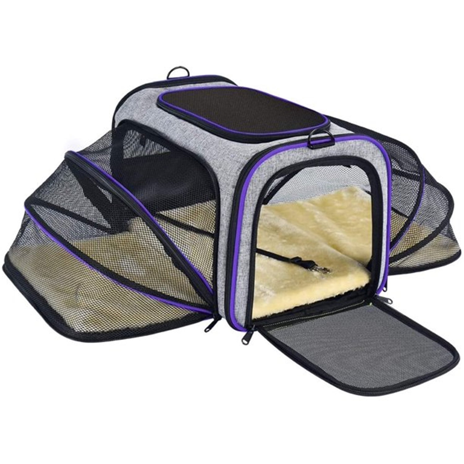 Pefilos 17" Cat Carrier Expandable Soft Sided Medium Cats Dogs Pet Travel Carrier TSA Airline Approved, Purple Pefilos 17" Cat Carrier Expandable Soft Sided Medium Cats Dogs Pet Travel Carrier TSA Airline Approved, Purple