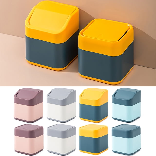 Neinkie Tiny Trash Can, Desk Trash Can Mini Trash Can Mini Trash Bin Mini Waste Basket Trash Can Desktop Trash Can Countertop Trash Bin Makeup Tabletop Trash Can Little Cute Plastic