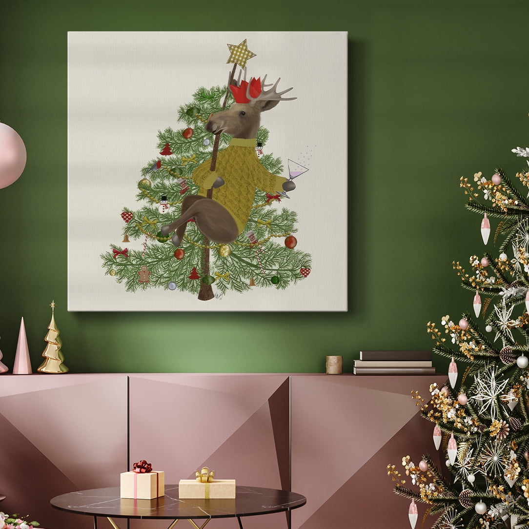 Moose Christmas Pole Dance- Gallery Wrapped Canvas